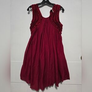 Free People Womens Red Beaded Dress Small